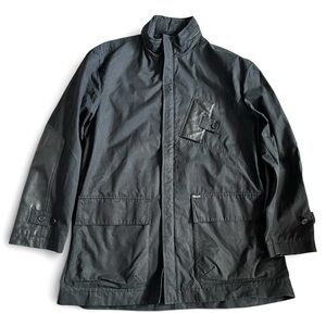 VTG Faconnable Men’s Military Field Jacket Sz M Lamb Leather Details W/ Hood